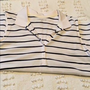 Sleeveless striped polo top